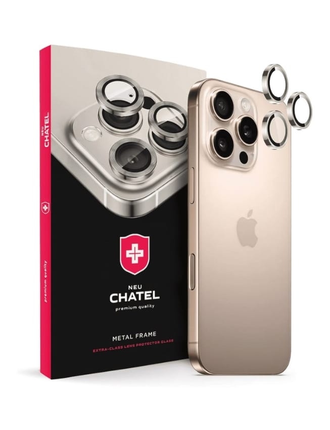 Захисні лінзи на камеру  +NEU Chatel Metal Frame Lens Protector Glass for iPhone 15 Pro/15 Pro Max Black