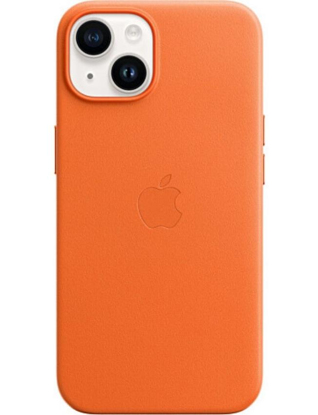 Оригінальний чохол Leather Case with MagSafe для iPhone 14 (Orange) (MPP83)