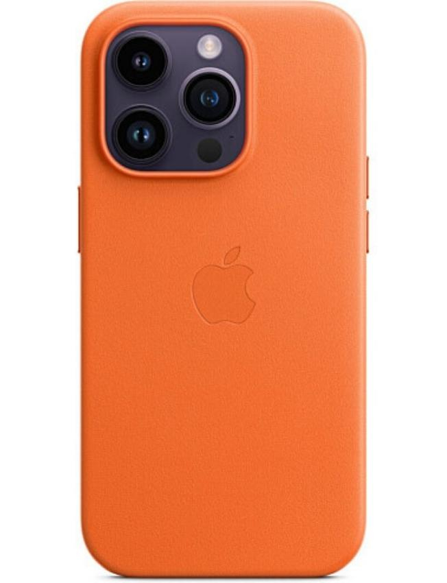 Оригинальный чехол Leather Case with MagSafe для iPhone 14 Pro (Orange) (MPPL3)