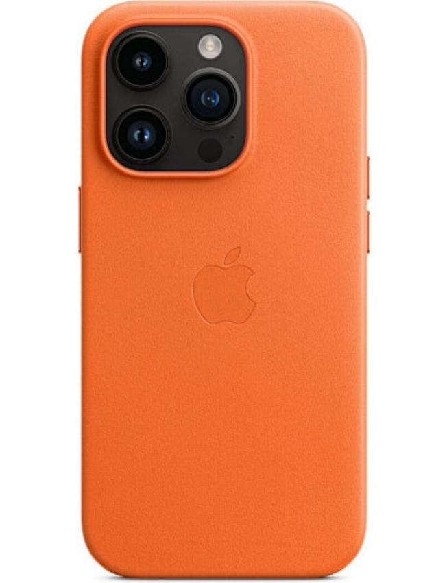Оригинальный чехол Leather Case with MagSafe для iPhone 14 Pro (Orange) (MPPL3)