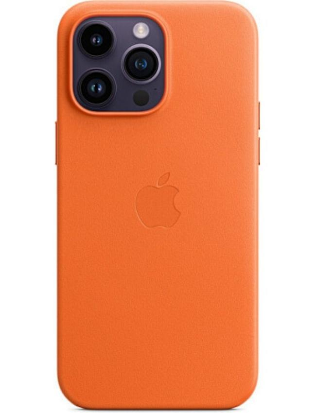 Оригінальний чохол Leather Case with MagSafe для iPhone 14 Pro Max (Orange) (MPPR3)