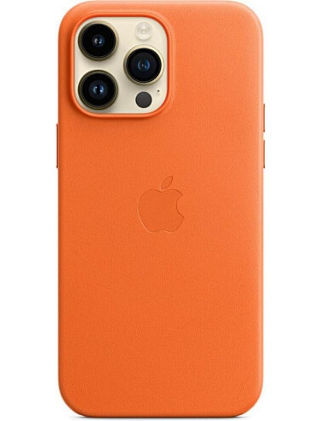 Оригінальний чохол Leather Case with MagSafe для iPhone 14 Pro Max (Orange) (MPPR3)