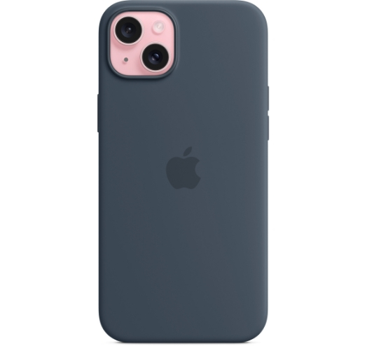 Оригинальный чехол Silicone Case with MagSafe для iPhone 15 Plus (Storm Blue) (MT123)