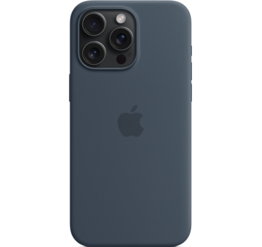 Оригинальный Оригинальный чехол Silicone Case with MagSafe для iPhone 15 Pro Max (Storm Blue) (MT1P3)