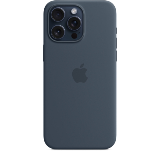 Оригинальный Оригинальный чехол Silicone Case with MagSafe для iPhone 15 Pro Max (Storm Blue) (MT1P3)