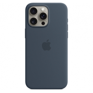 Оригинальный чехол Silicone Case with MagSafe для iPhone 15 Pro Max (Storm Blue) (MT1P3)