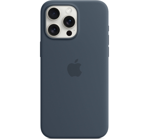 Оригинальный Оригинальный чехол Silicone Case with MagSafe для iPhone 15 Pro Max (Storm Blue) (MT1P3)