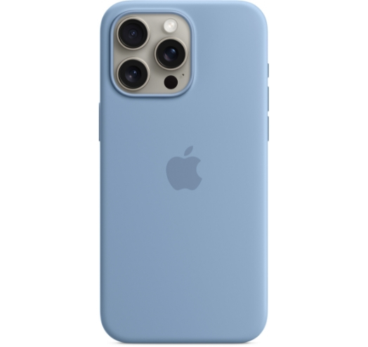 Оригинальный чехол Silicone Case with MagSafe для iPhone 15 Pro (Winter Blue) (MT1L3)