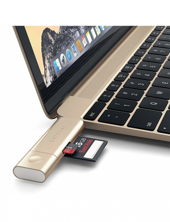 Satechi Aluminum Type-C USB 3.0 and Micro/SD Card Reader Gold