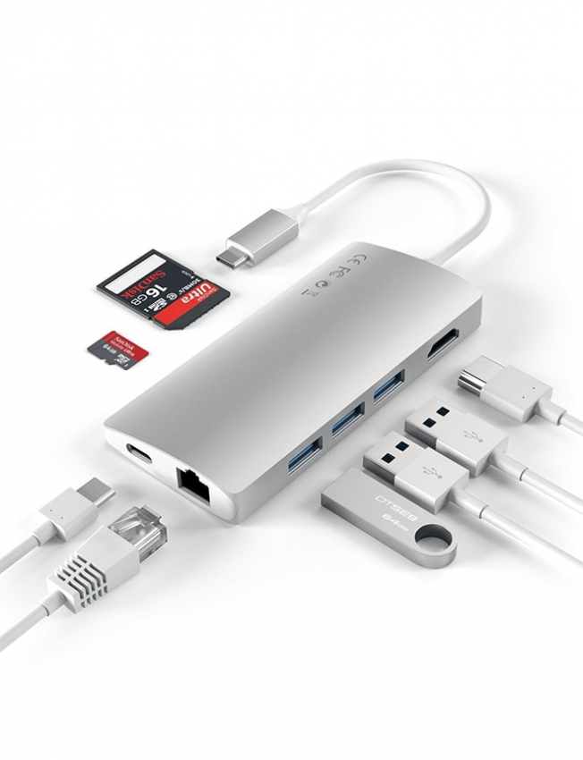 Satechi Type-C Multi-Port Adapter 4K with Ethernet V2 Silver