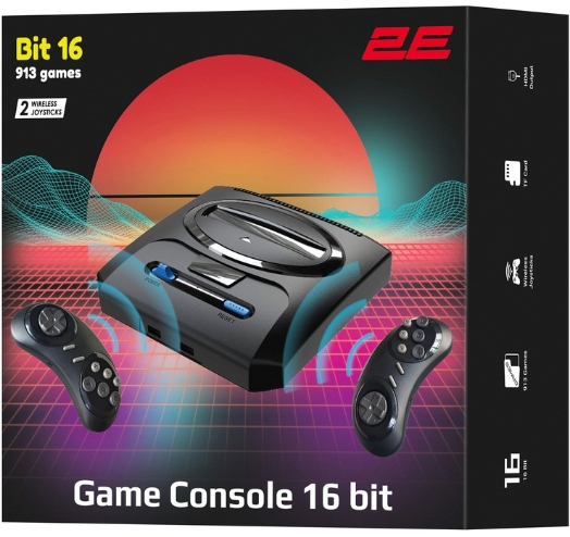 Игровая консоль 2Е 16bit HDMI (2 беспроводных геймпада, 913 игр)