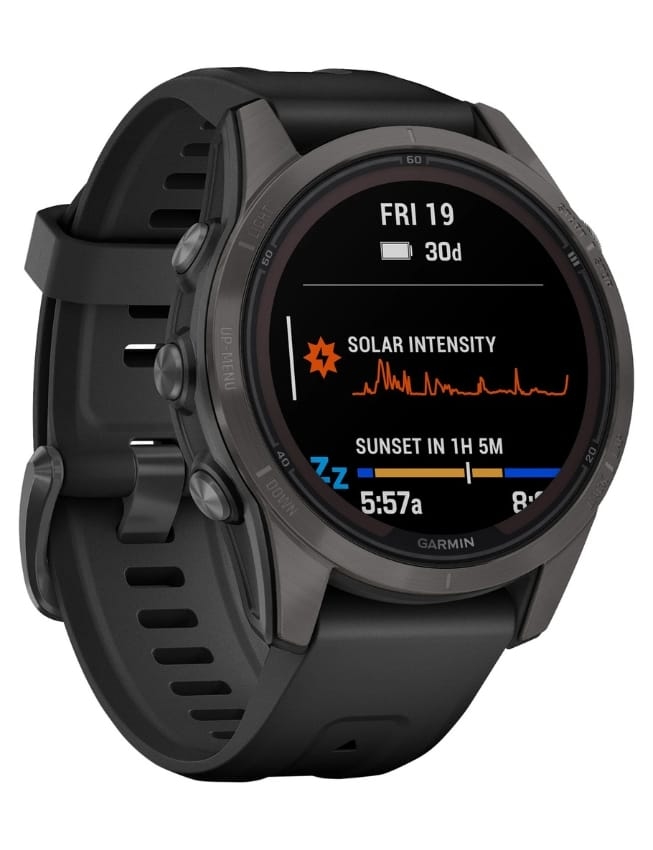 Смарт-годинник Garmin Fenix 7S Pro Sapphire Solar, Carbon Gray DLC Titanium with Black Band