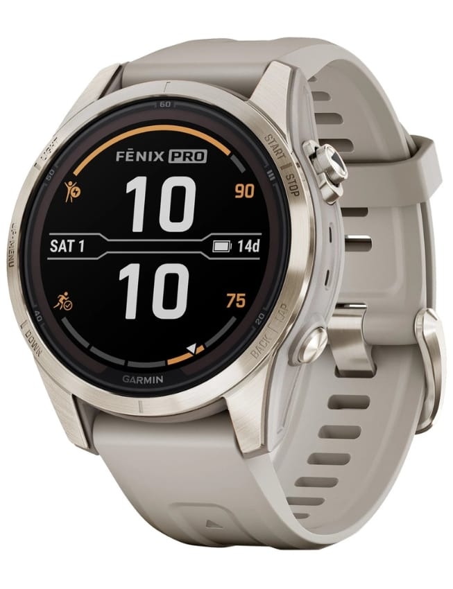 Смарт-годинник Garmin Fenix 7S Pro Sapphire Solar, Soft Gold with Light Sand Band