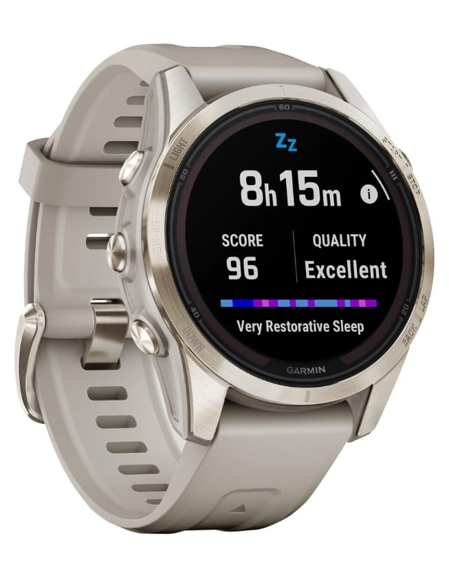 Смарт-годинник Garmin Fenix 7S Pro Sapphire Solar, Soft Gold with Limestone Leather Band