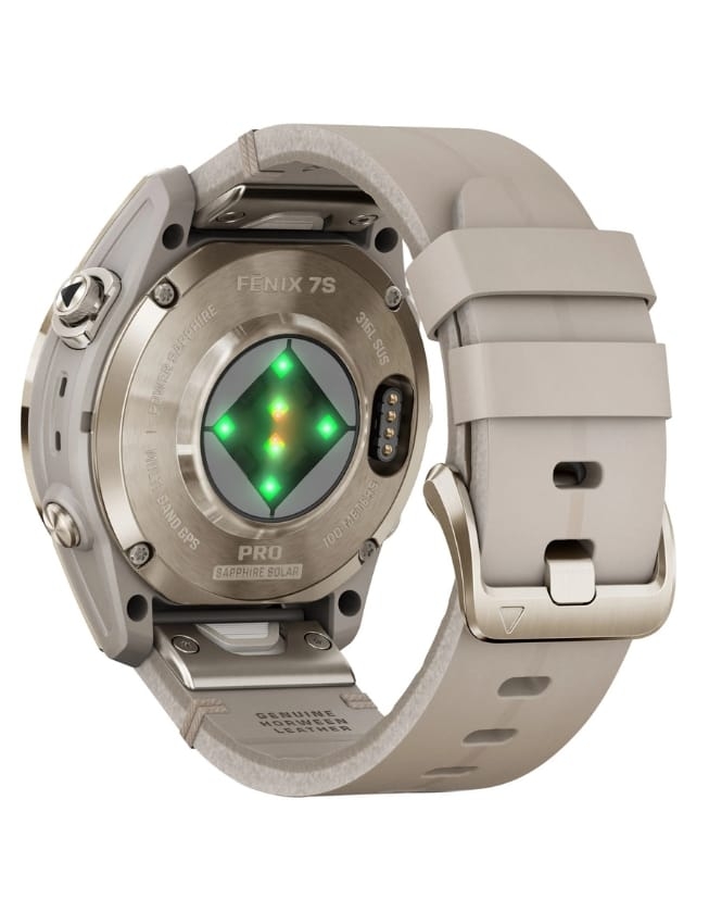 Смарт-годинник Garmin Fenix 7S Pro Sapphire Solar, Soft Gold with Limestone Leather Band