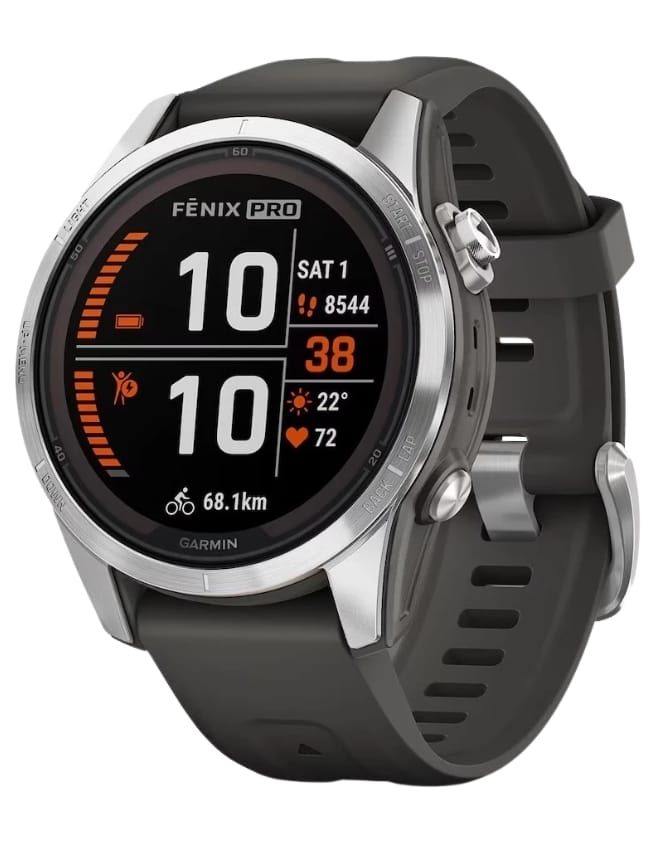 Смарт-годинник Garmin Fenix 7S Pro Solar, Silver with Graphite Band