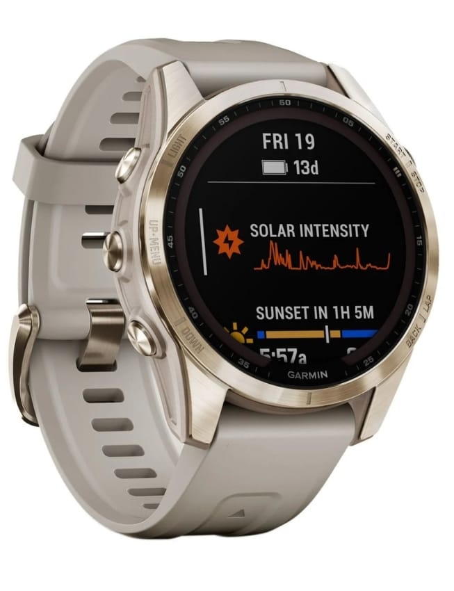 Смарт-годинник Garmin Fenix 7S Sapphire Solar, Cream Gold Titanium with Light Sand Band