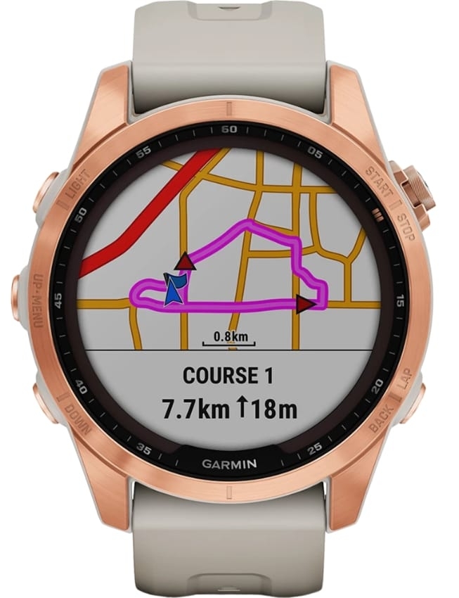Смарт-годинник Garmin Fenix 7S Solar, Rose Gold with Light Sand Band