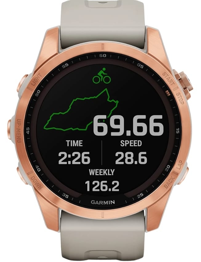 Смарт-годинник Garmin Fenix 7S Solar, Rose Gold with Light Sand Band