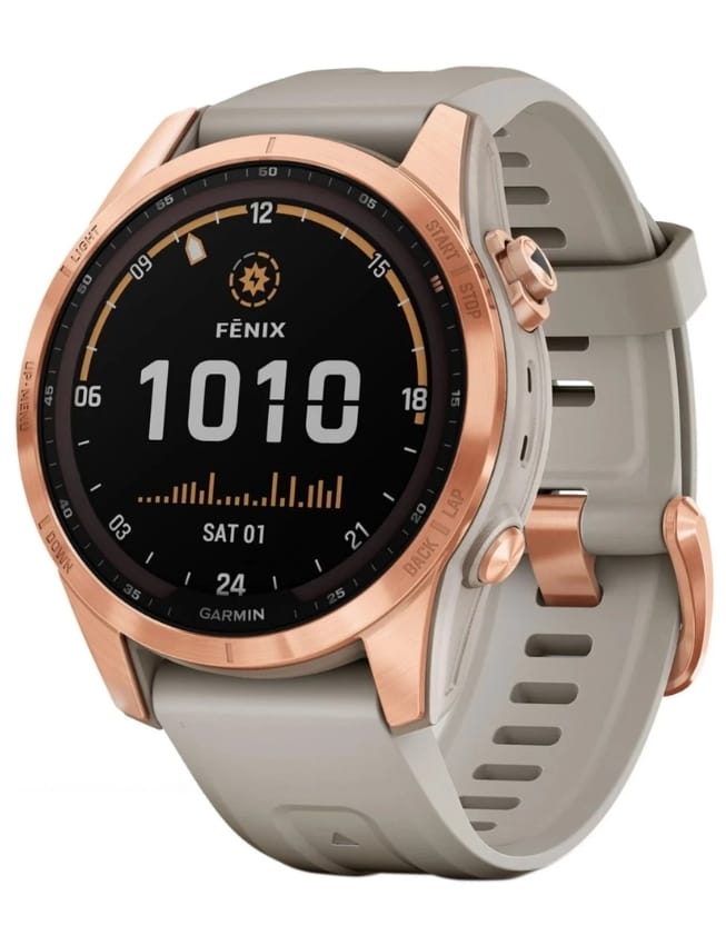 Смарт-годинник Garmin Fenix 7S Solar, Rose Gold with Light Sand Band