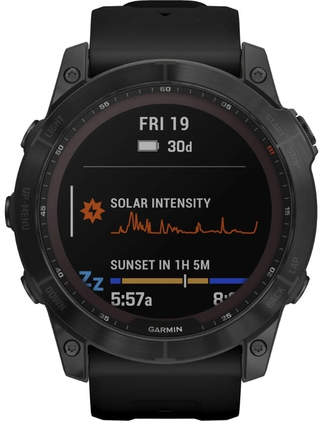 Смарт-годинник Garmin Fenix 7X Sapphire Solar, Black DLC Titanium with Black Band