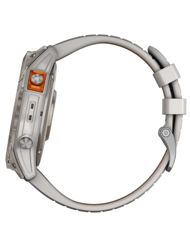 Смарт-годинник Garmin Fenix 7X Pro Sapphire Solar, Titanium with Fog Gray/Ember Orange Band