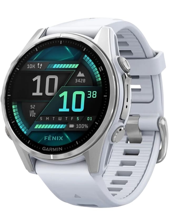 Смарт-годинник Garmin Fenix 8 43mm AMOLED, Silver with Whitestone Silicone Band