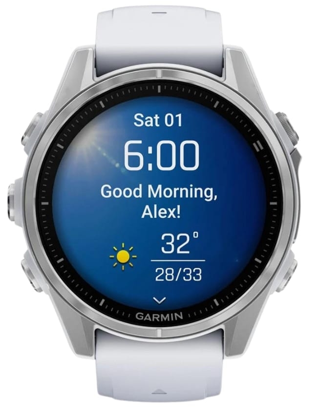 Смарт-годинник Garmin Fenix 8 43mm AMOLED, Silver with Whitestone Silicone Band