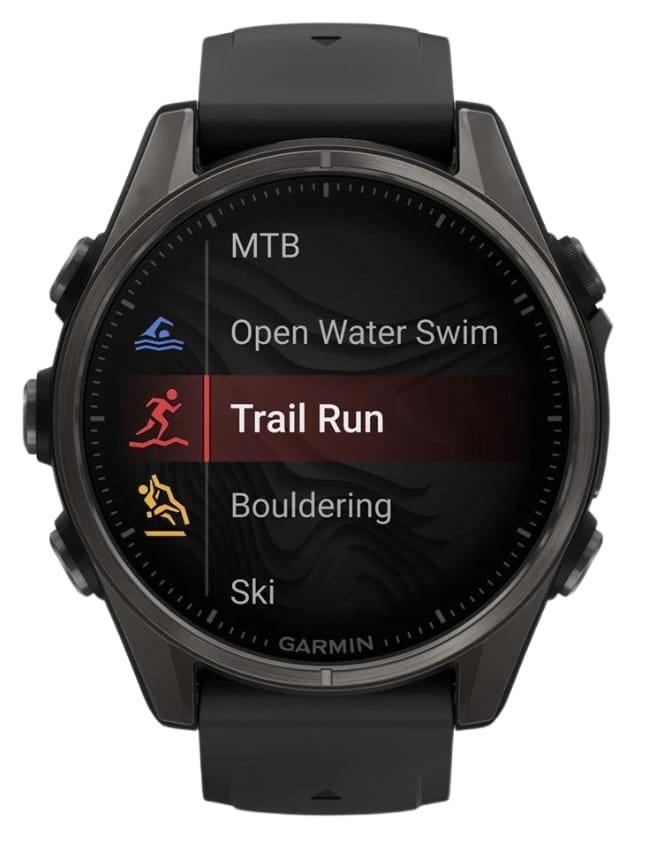 Смарт-часы Garmin Fenix 8 43mm AMOLED Sapphire, Carbon Gray DLC Titanium with Black/Pebble Gray Silicone Band