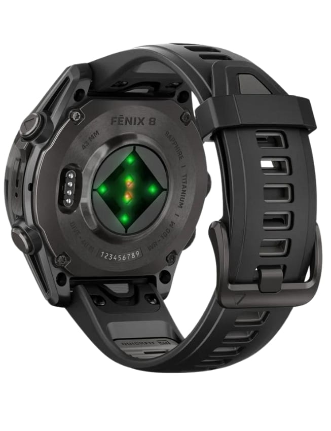 Смарт-часы Garmin Fenix 8 43mm AMOLED Sapphire, Carbon Gray DLC Titanium with Black/Pebble Gray Silicone Band
