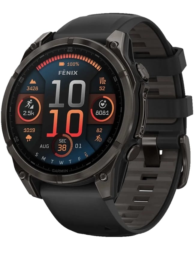 Смарт-часы Garmin Fenix 8 47mm AMOLED Sapphire, Carbon Gray DLC Titanium with Black/Pebble Gray Silicone Band