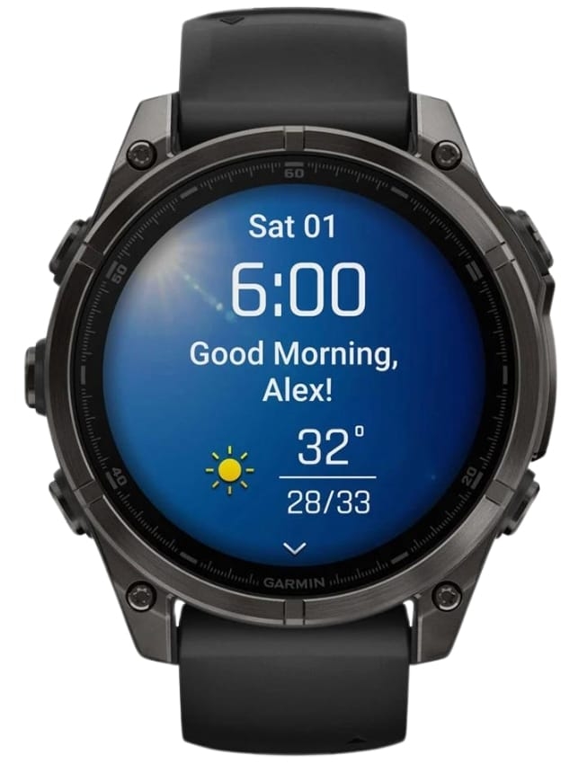 Смарт-часы Garmin Fenix 8 47mm AMOLED Sapphire, Carbon Gray DLC Titanium with Black/Pebble Gray Silicone Band