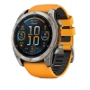 Смарт-годинник Garmin Fenix 8 51mm AMOLED Sapphire, Titanium with Spark Orange/Graphite Silicone Band