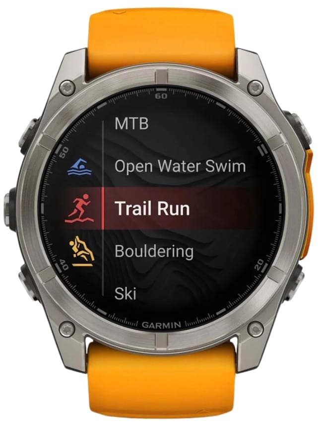 Смарт-годинник Garmin Fenix 8 51mm AMOLED Sapphire, Titanium with Spark Orange/Graphite Silicone Band