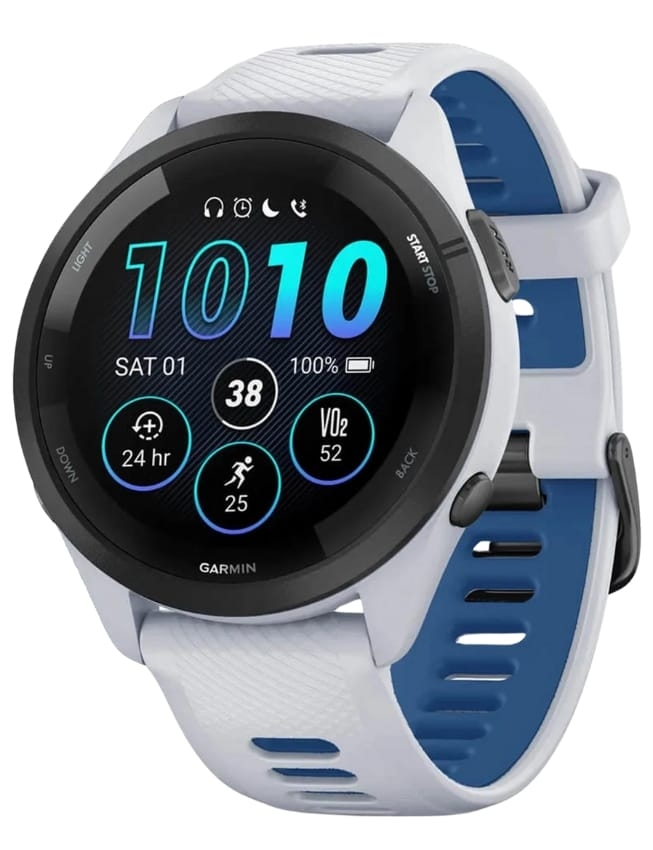 Смарт-часы Garmin Forerunner 265 Black Bezel, Whitestone Case with Whitestone/Tidal Blue Silicone Band