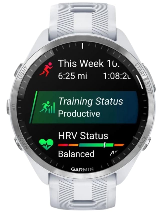 Смарт-часы Garmin Forerunner 965 Titanium Bezel, Whitestone Case with Whiteston/Powder Gray Silicone Band