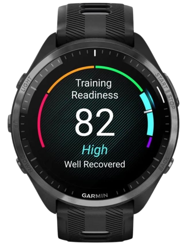 Смарт-годинник Garmin Forerunner 965 Carbon Gray DLC Titanium Bezel, Black Case with Black/Powder Gray Silicone Band