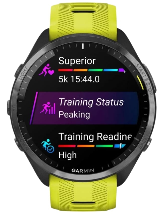 Смарт-годинник Garmin Forerunner 965 Carbon Gray DLC Titanium Bezel, Black Case with Amp Yellow/Black Silicone Band