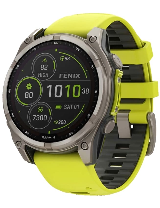 Смарт-годинник Garmin Fenix 8 51mm Solar Sapphire, Titanium with Amp Yellow/Graphite Silicone Band
