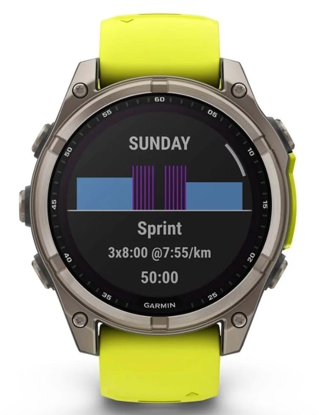 Смарт-годинник Garmin Fenix 8 51mm Solar Sapphire, Titanium with Amp Yellow/Graphite Silicone Band