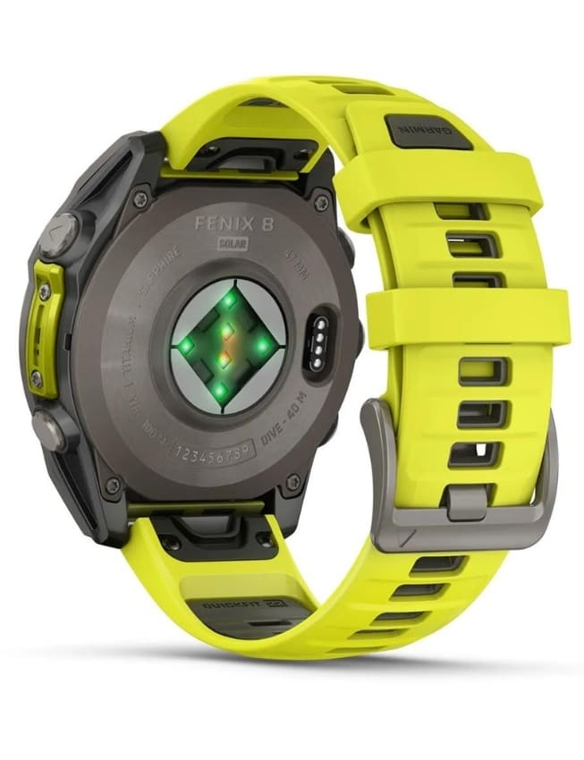 Смарт-годинник Garmin Fenix 8 51mm Solar Sapphire, Titanium with Amp Yellow/Graphite Silicone Band