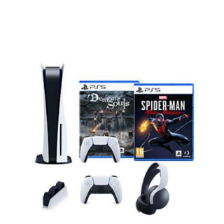Комплект Sony PlayStation 5 + DualSense + Charging Station + Wireless Headset + Spider-Man Miles Morales + Demon Souls