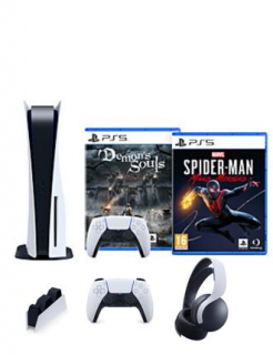 Комплект Sony PlayStation 5 + DualSense + Charging Station + Wireless Headset + Spider-Man Miles Morales + Demon Souls