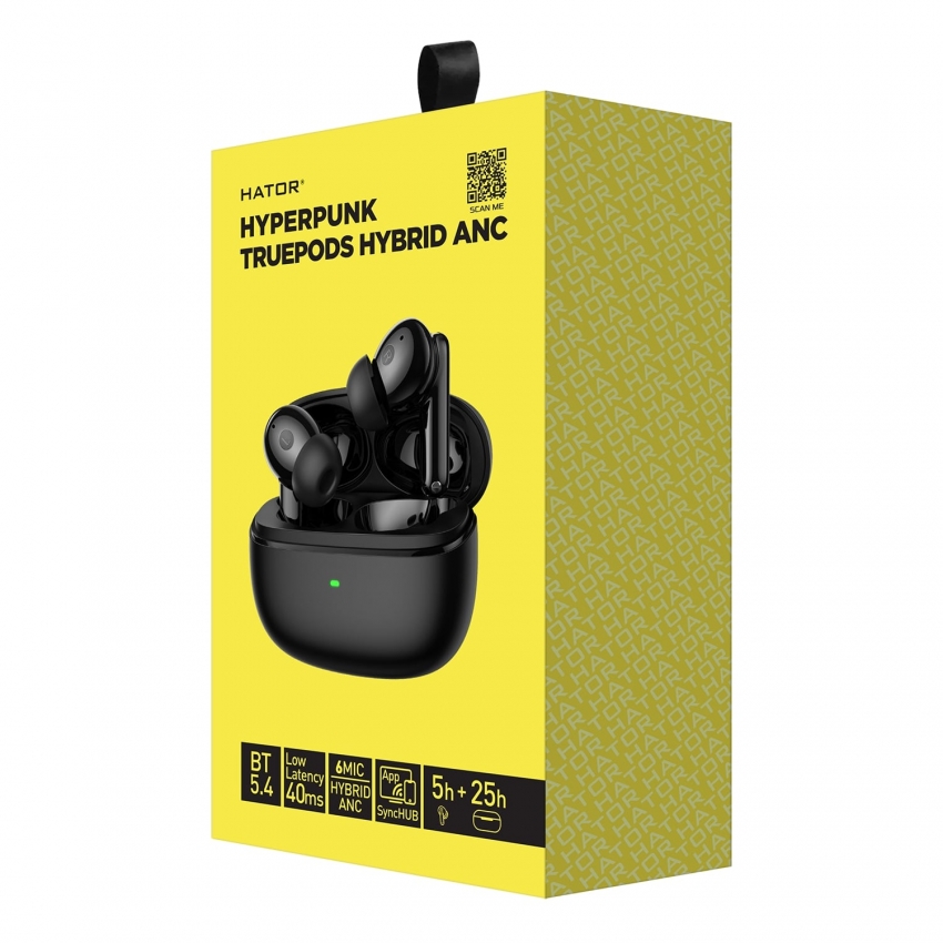 Бездротова гарнiтура Hator Hyреrpunk Truepods Hybrid ANC (Black)
