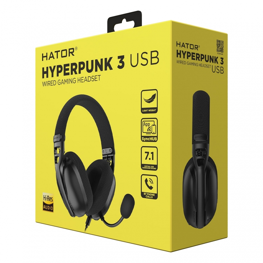 Гарнiтура Hator Hyperpunk 3 USB (Black)