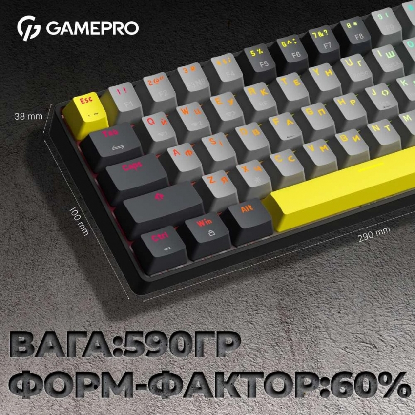 Клавиатура беспроводная GamePro MK130G Pro Outemu Red Switch Hot-Swap RGB (Black)