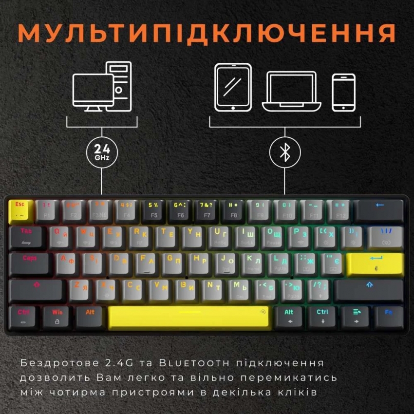 Клавиатура беспроводная GamePro MK130G Pro Outemu Red Switch Hot-Swap RGB (Black)