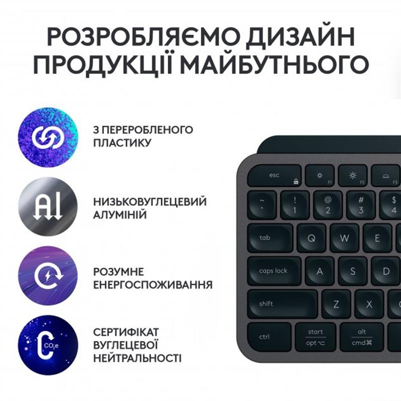 Клавiатура бездротова Logitech MX Keys S (Graphite)