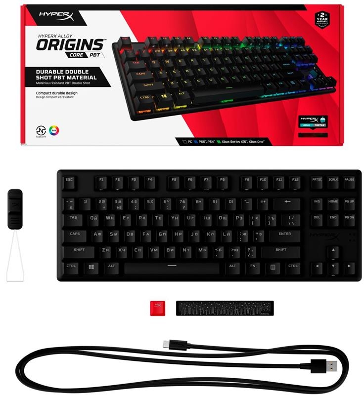 Клавіатура HyperX Alloy Origins Core PBT Aqua RGB (Black)
