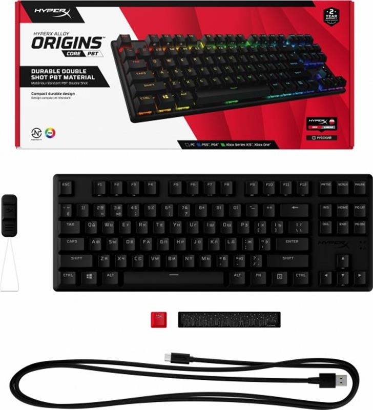 Клавіатура HyperX Alloy Origins Core PBT Red RGB (Black)